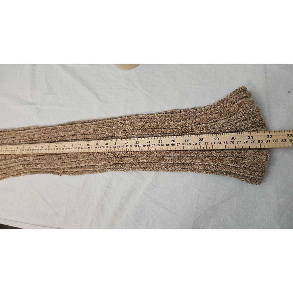 Aris Chenille Cable Knit Scarf Tan Brown Long Rectangular Soft Winter Wrap 86681